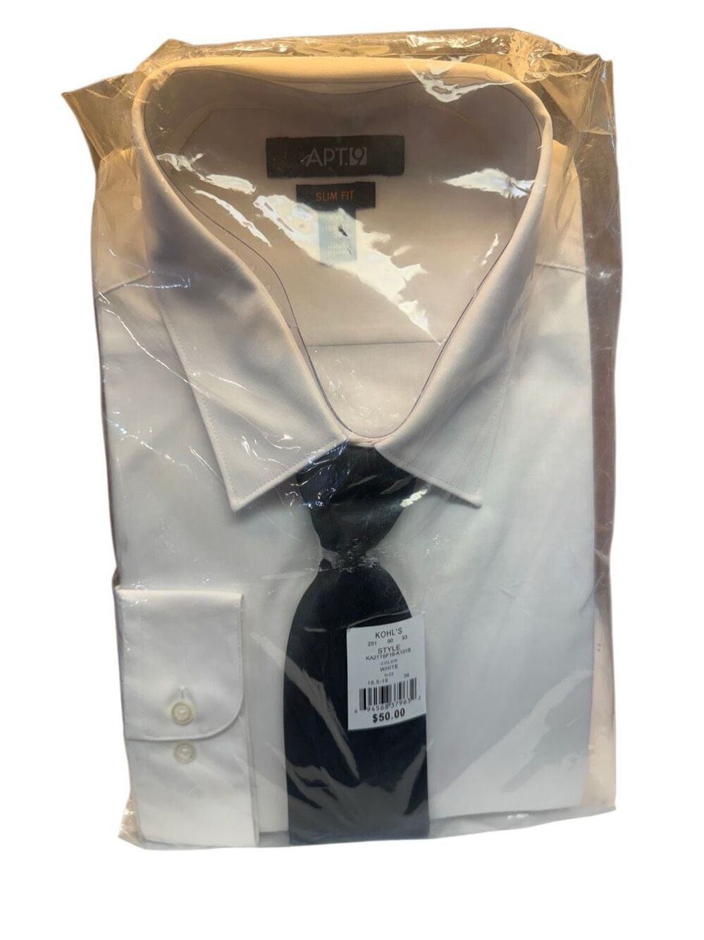 Apt. 9 men's White slim-fit dress shirt & tie set Sz XXL NWT